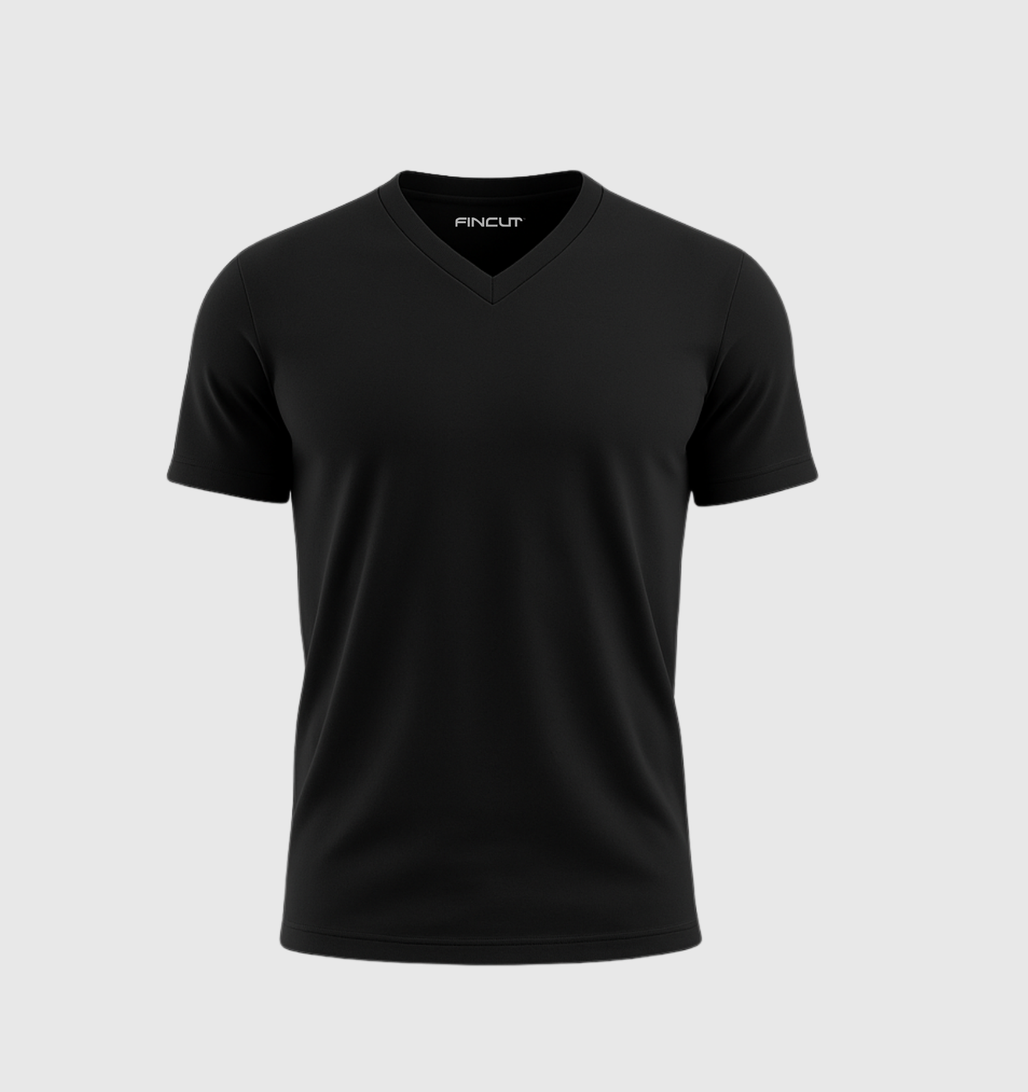Tricou cu guler în V - Negru