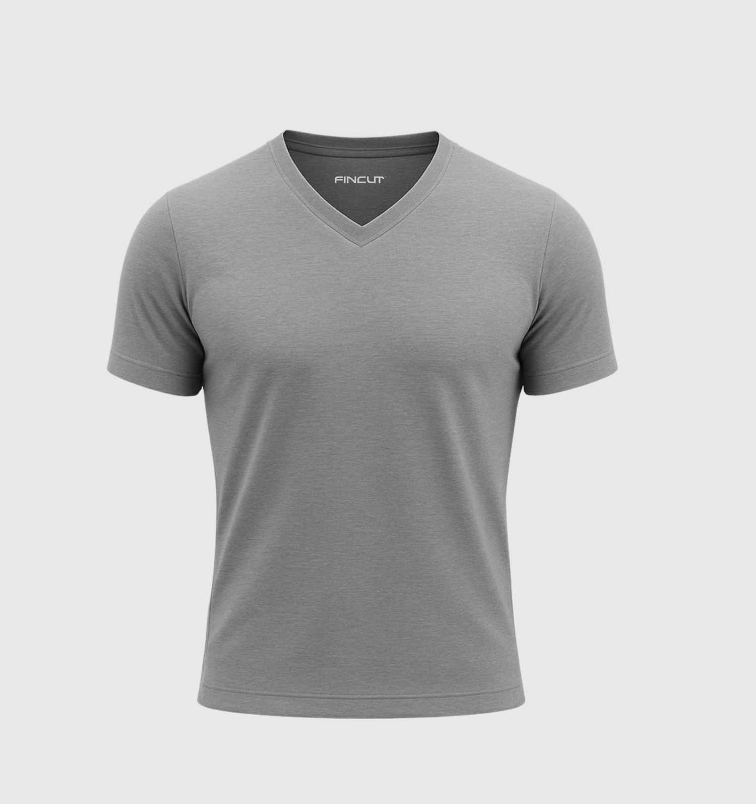Tricou cu guler în V - Gri